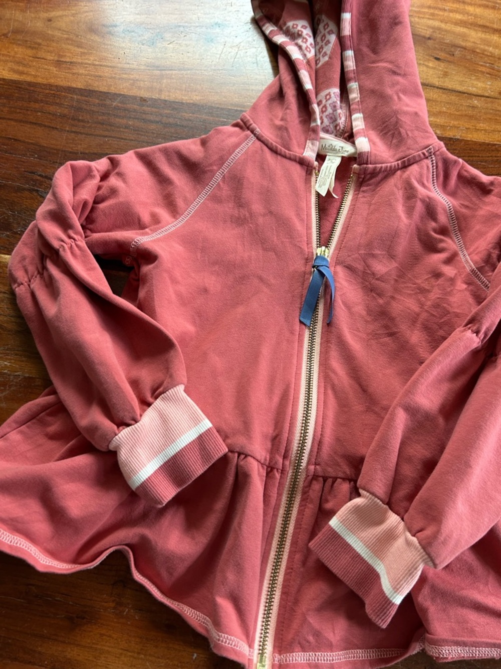 Matilda Jane Girls Blair Zip Up Peplum Hoodie Pink Mauve